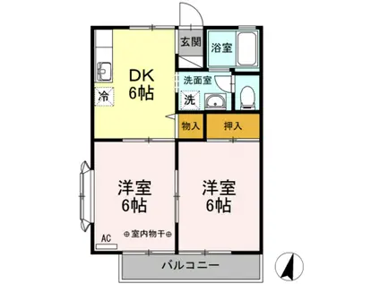 パーシモンIII(2DK/1階)の間取り写真