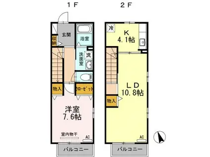 アーバンフジ(1LDK/1階)の間取り写真