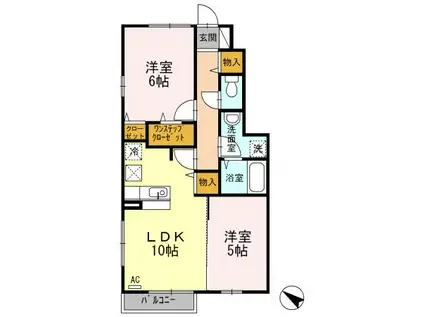 ソシア2(2LDK/1階)の間取り写真