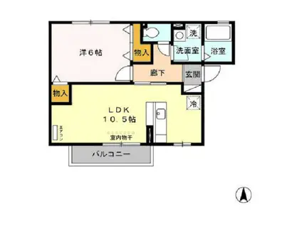 リヴィエール202(1LDK/2階)の間取り写真
