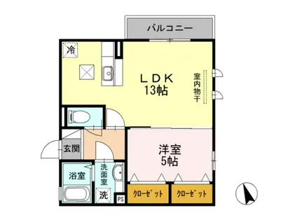 キャステール羽沢(1LDK/1階)の間取り写真