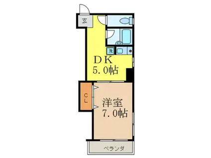 ウエストサイド江坂(1DK/7階)の間取り写真