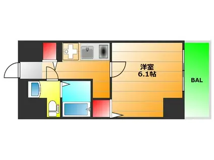 ブランドール新町(1K/4階)の間取り写真