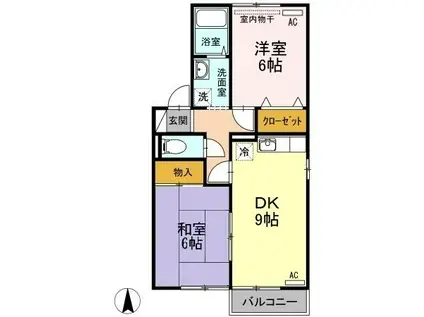 メゾン・エスポワールB棟(2DK/2階)の間取り写真