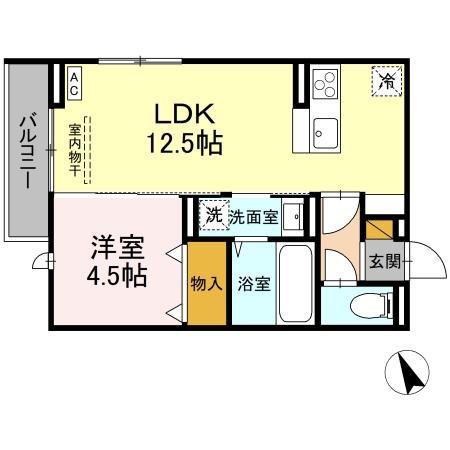 セレウィータ栄町(1LDK/2階)の間取り写真