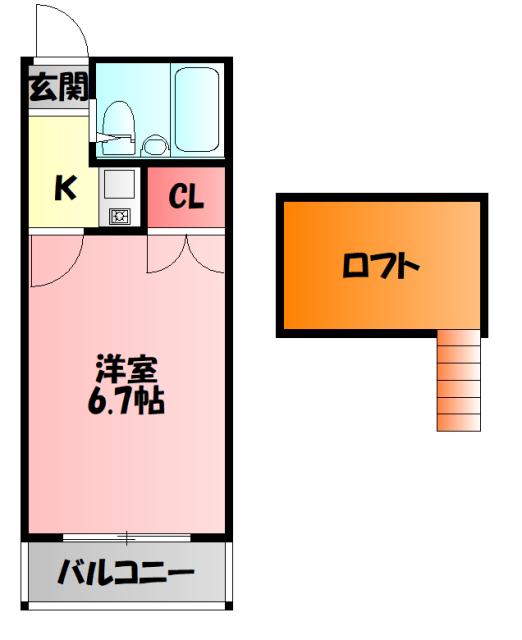 サニーハイム(1K/2階)の間取り写真