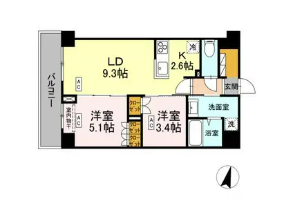 ロイジェント西新井(2LDK/6階)の間取り写真