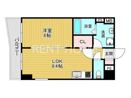 ディオーネ・ジ・エータ長堂(1LDK/4階)の間取り写真