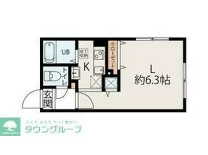 MODULOR氷川台(1K/2階)の間取り写真