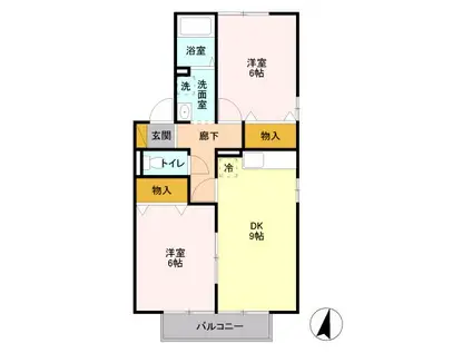パーチェ(2LDK/1階)の間取り写真