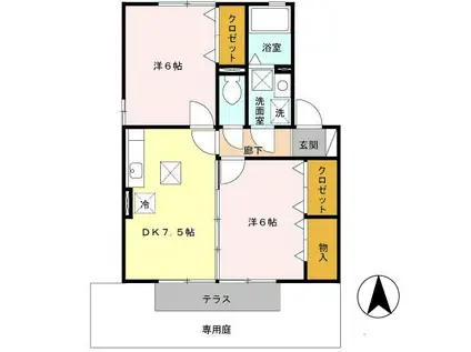 アルブルコート A棟(2DK/1階)の間取り写真