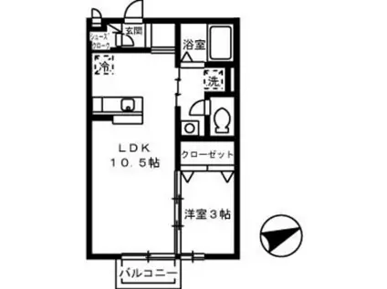 ルミエル(1LDK/2階)の間取り写真