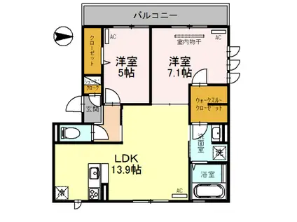 グランシャリオニッコー(2LDK/3階)の間取り写真