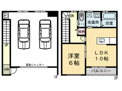 GARAGE POSITION 鹿沼(1LDK/1階)の間取り写真