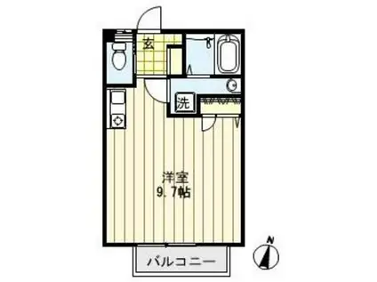 シャムロック高幡(ワンルーム/1階)の間取り写真