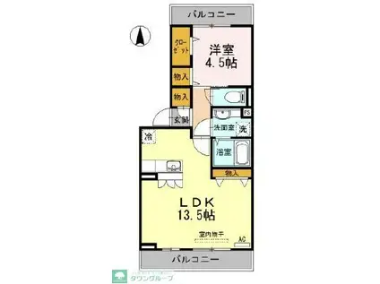ルミエール(1LDK/2階)の間取り写真