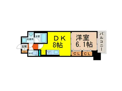 TWIN OWLS(1DK/6階)の間取り写真