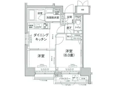 ルフレリバーサイド町屋(2DK/11階)の間取り写真