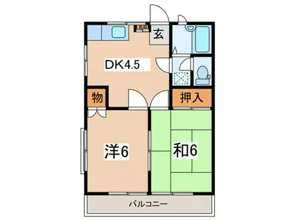 パークヒルズ片倉(2DK/2階)の間取り写真