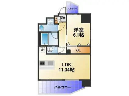 プレジオ都島ASIAN(1LDK/13階)の間取り写真