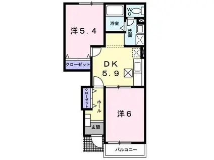 ピュアハイム I(2DK/1階)の間取り写真