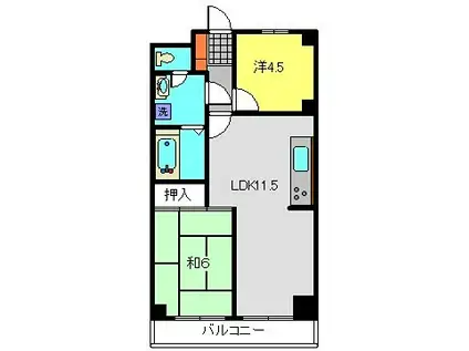 ライオンズマンション三ツ境第2(2LDK/6階)の間取り写真