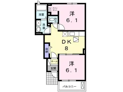 ハピネスIII(2DK/1階)の間取り写真