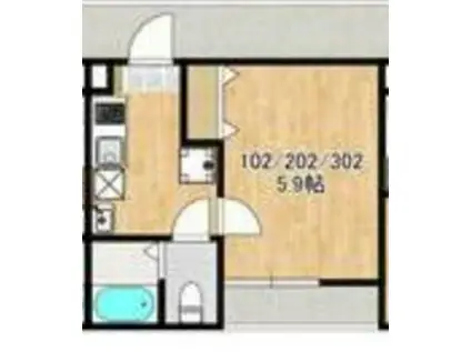 アザーレ・キュリオス・百合ヶ丘(1K/2階)の間取り写真