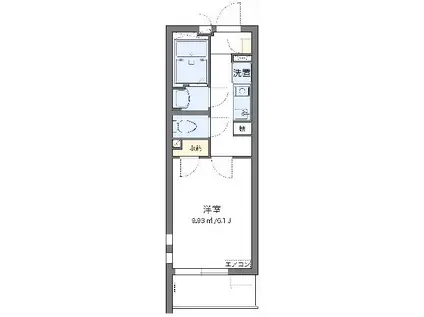 ヴィアロ大田中央レジデンス(1K/2階)の間取り写真