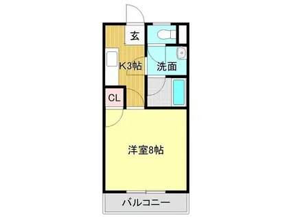 サバービアスイートII(1K/3階)の間取り写真