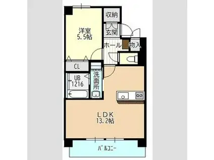 アンベリール(1LDK/3階)の間取り写真