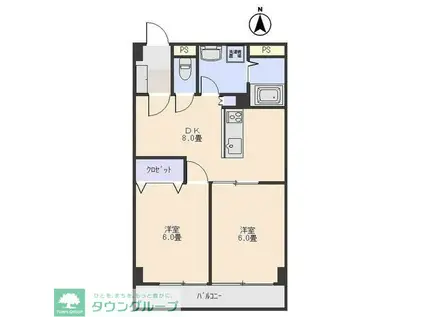 ホリビル大手町(2DK/7階)の間取り写真