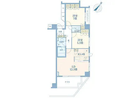 小田急コアロード町田中町イースト STAGE(2LDK/1階)の間取り写真