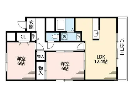 エイト摂津(2LDK/4階)の間取り写真