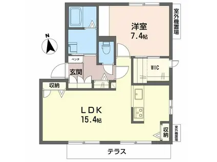 グリーンフィールドB(1LDK/1階)の間取り写真