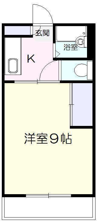 かがみマンション(1DK/8階)の間取り写真