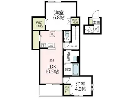 アズーロ鵠沼(2LDK/2階)の間取り写真