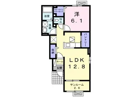 アルドール矢来A(1LDK/1階)の間取り写真