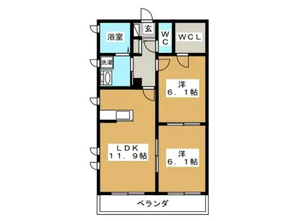 MIYAKO(2LDK/2階)の間取り写真