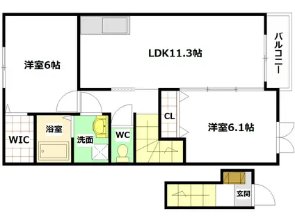 サニー安芸(2LDK/2階)の間取り写真