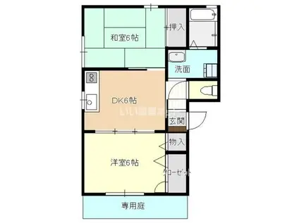 フラフィ(2DK/1階)の間取り写真