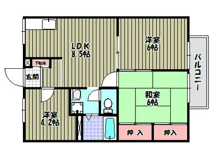 ソレイユ狭山(2SDK/2階)の間取り写真