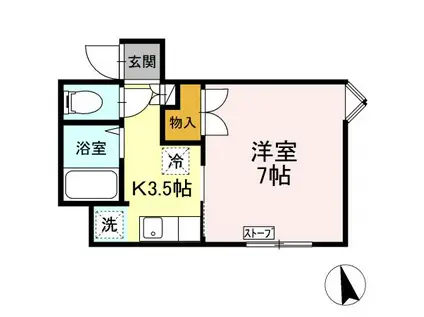 メイユール北都(1K/2階)の間取り写真