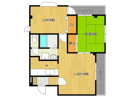 ツインパレス24・B(2LDK/2階)の間取り写真
