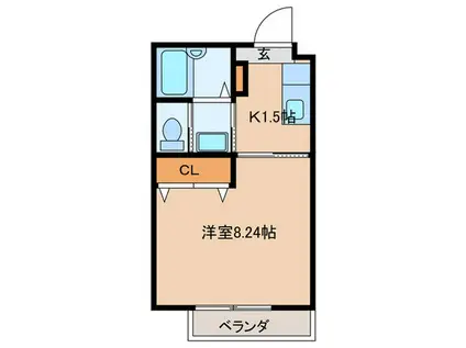 成城サイドヒル(1K/1階)の間取り写真