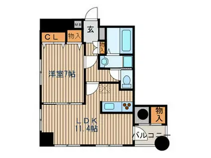 USビル(1LDK/6階)の間取り写真
