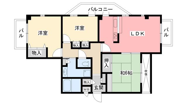 メゾンドール広田(3LDK/3階)の間取り写真