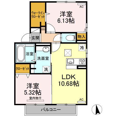 セジュール ヨネザワ A棟(2LDK/1階)の間取り写真