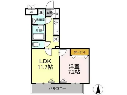 WHITE BIRCH(1LDK/3階)の間取り写真