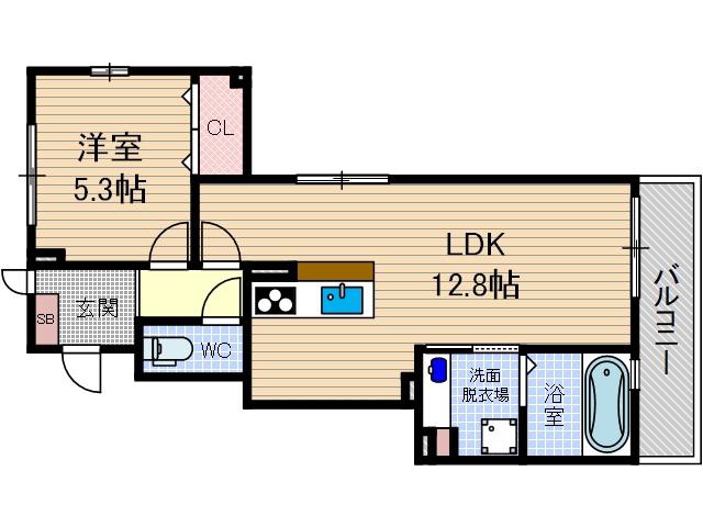 クレイドル(1LDK/1階)の間取り写真
